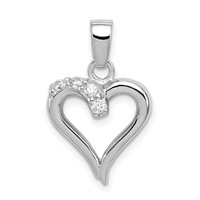 Sterling Silver Rhodium-plated CZ Heart Pendant view 1