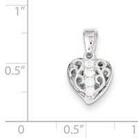 Sterling Silver CZ Heart Pendant view 2