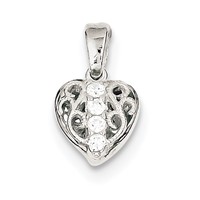 Sterling Silver CZ Heart Pendant view 1