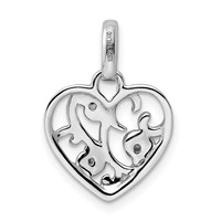 Sterling Silver Rhodium Plated CZ Heart Pendant view 3