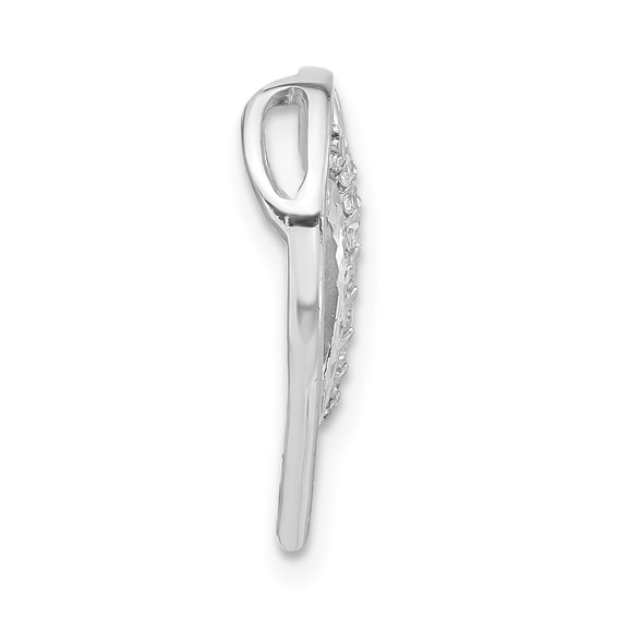 Sterling Silver Polished & Diamond-cut CZ Heart Slide Pendant