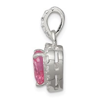 Sterling Silver Clear CZ and Pink CZ Heart Pendant view 2