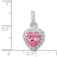Sterling Silver Clear CZ and Pink CZ Heart Pendant view 3