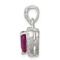 Sterling Silver Red CZ Heart Pendant view 2