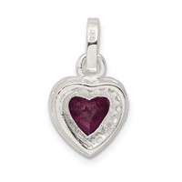 Sterling Silver Red CZ Heart Pendant view 4