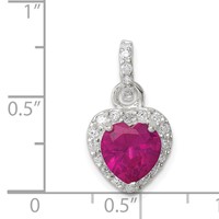 Sterling Silver Red CZ Heart Pendant view 3