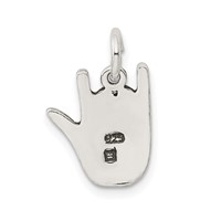 Sterling Silver Antiqued Sign Language Charm view 3