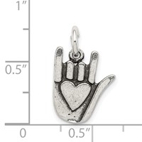 Sterling Silver Antiqued Sign Language Charm view 4