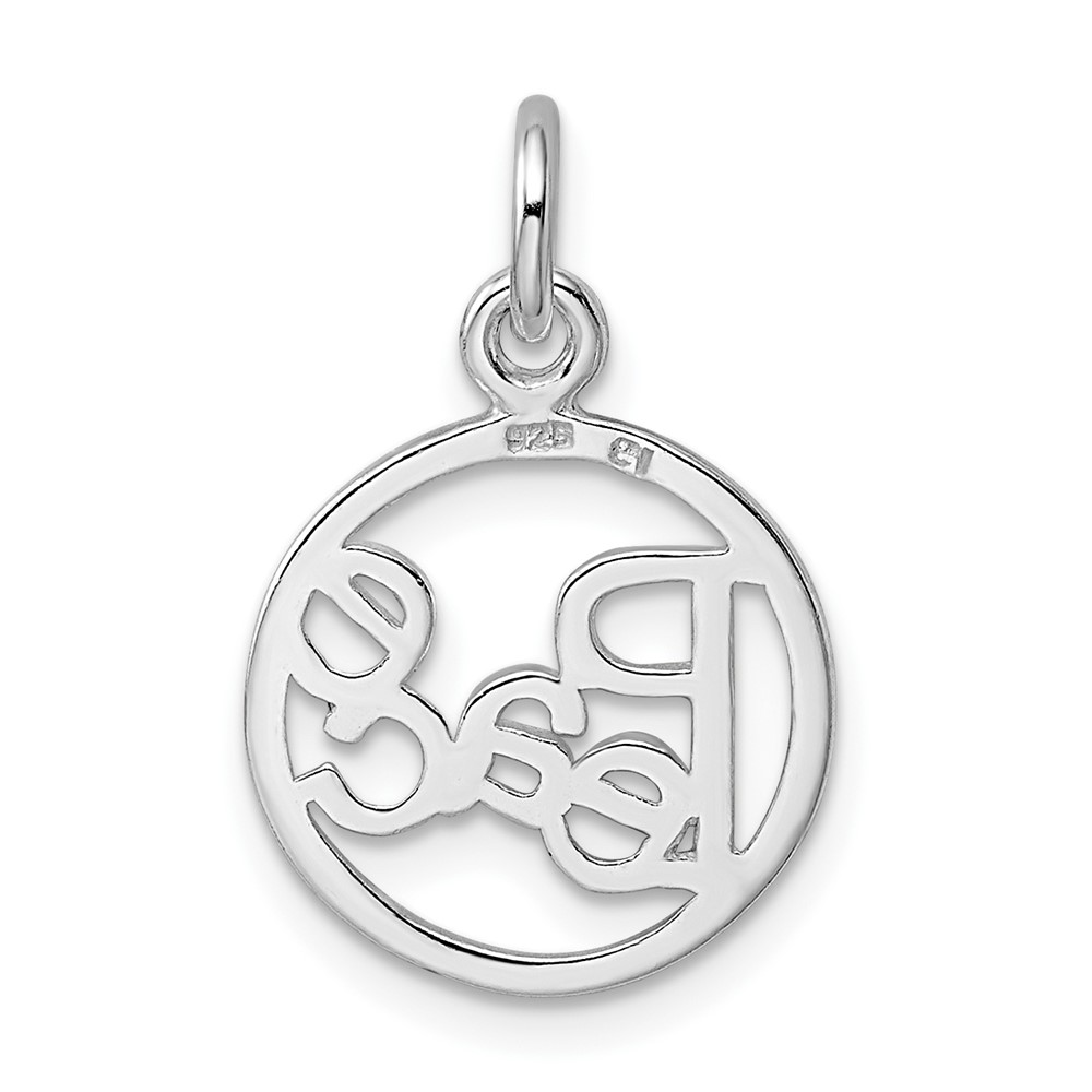Sterling Silver Rhodium-plated Peace Circle Charm (QC7481)