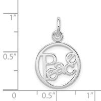 Sterling Silver Rhodium-plated Peace Circle Charm view 4