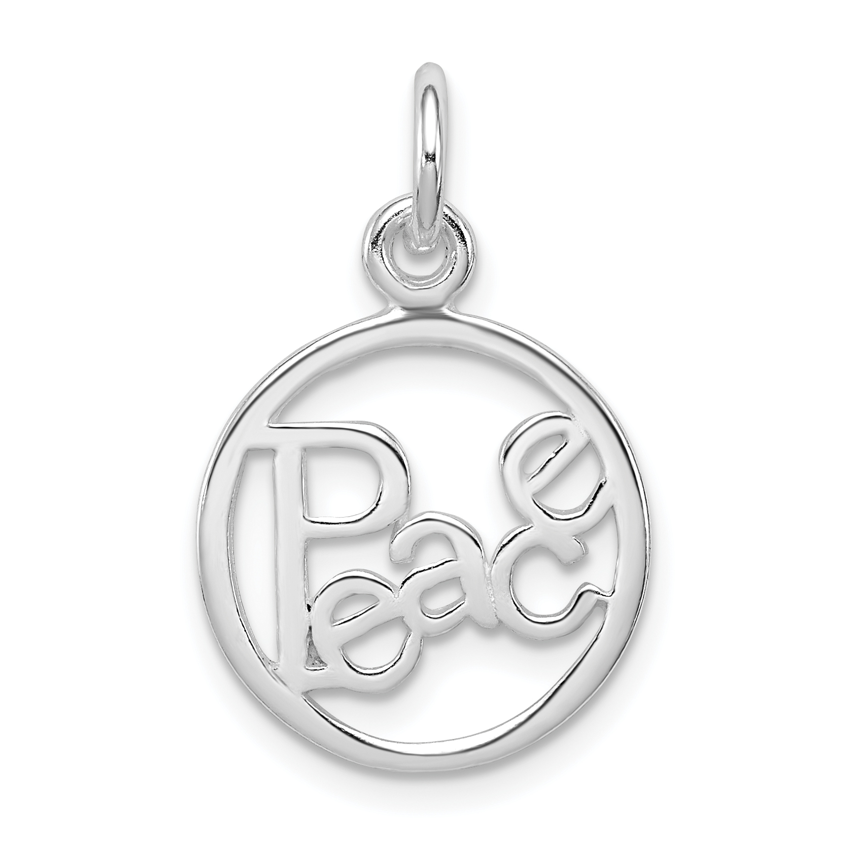 Sterling Silver Rhodium-plated Peace Circle Charm (QC7481)