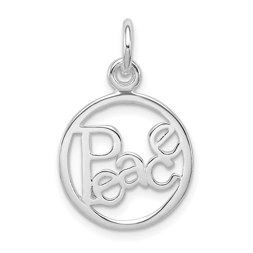 Sterling Silver Rhodium-plated Peace Circle Charm (QC7481)