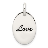 Sterling Silver Polished Enamel Love Pendant view 1