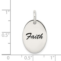 Sterling Silver Polished Enamel Faith Pendant view 4
