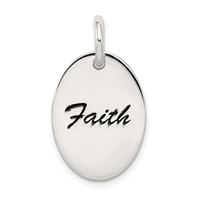 Sterling Silver Polished Enamel Faith Pendant view 1