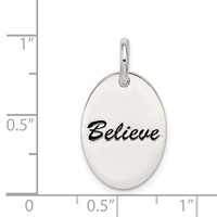 Sterling Silver Polished Enamel Believe Pendant view 4