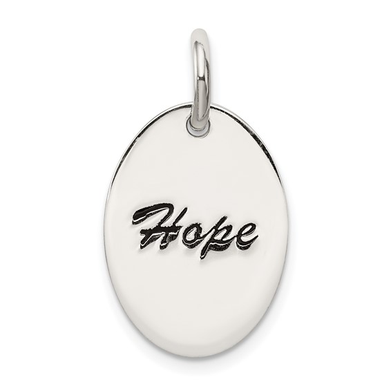 Sterling Silver Polished Enamel Hope Pendant