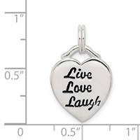 Sterling Silver Antiqued Live Laugh Love Heart Pendant view 4