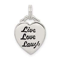 Sterling Silver Antiqued Live Laugh Love Heart Pendant view 1