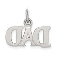 Sterling Silver Rhodium-plated Dad Charm view 4
