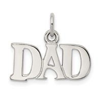 Sterling Silver Rhodium-plated Dad Charm view 1