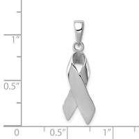 Sterling Silver Rhodium-plated Cancer Awareness Ribbon Charm view 3