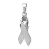 Sterling Silver Rhodium-plated Cancer Awareness Ribbon Charm view 1