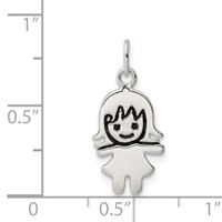Sterling Silver Black Enameled Girl Charm view 3