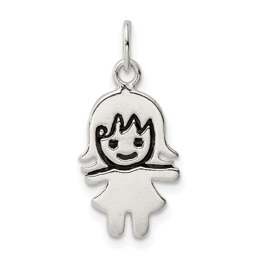 Sterling Silver Black Enameled Girl Charm