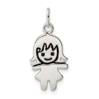 Sterling Silver Black Enameled Girl Charm view 1