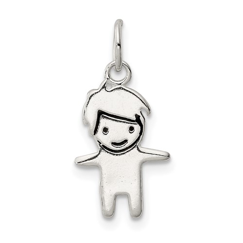 Sterling Silver Black Enameled Boy Charm