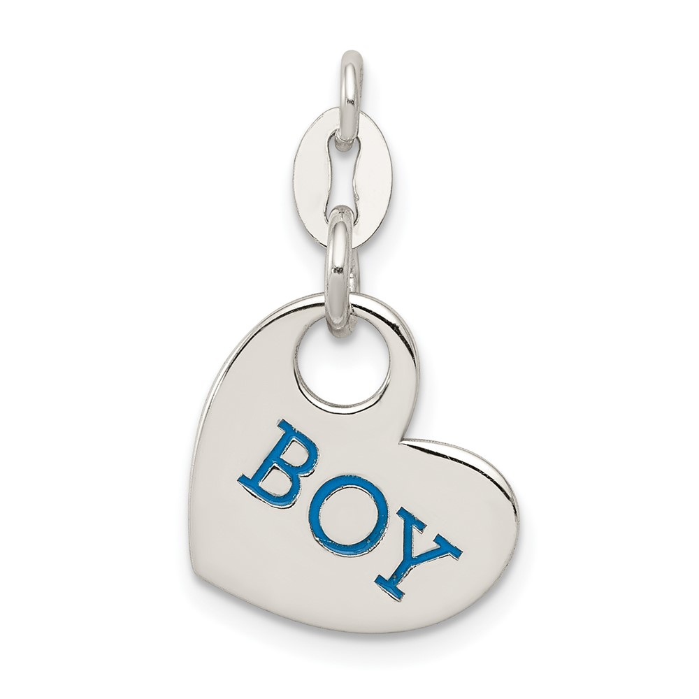 Sterling Silver Polished Blue Enamel Boy Charm