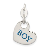 Sterling Silver Polished Blue Enamel Boy Charm view 1