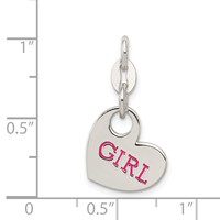 Sterling Silver Polished Pink Enamel Girl Charm view 3