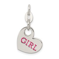 Sterling Silver Polished Pink Enamel Girl Charm view 1