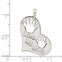 Sterling Silver Polished Cut-out Handprints Love MY Mom Heart Pendant view 3