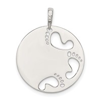 Sterling Silver Polished Cut-out Footprints ME and Mom Pendant view 4