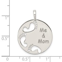 Sterling Silver Polished Cut-out Footprints ME and Mom Pendant view 3