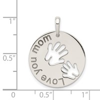 Sterling Silver Polished Love You Mom Pendant view 3