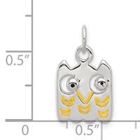 Sterling Silver Yellow Enameled Owl Charm view 3