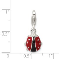 Sterling Silver Black Red Enameled Ladybug Charm with Lobster Clasp view 3