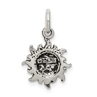 Sterling Silver Antiqued Sun Charm with Face view 4