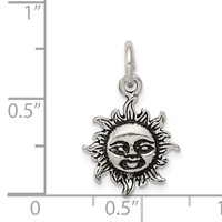 Sterling Silver Antiqued Sun Charm with Face view 3