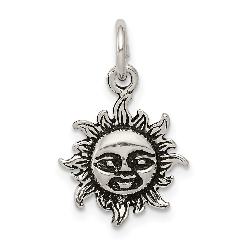 Sterling Silver Antiqued Sun Charm with Face