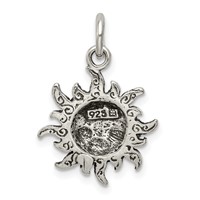 Sterling Silver Antiqued Sun Charm view 4