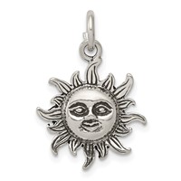 Sterling Silver Antiqued Sun Charm view 1