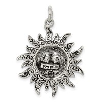 Sterling Silver Antiqued Sun Charm view 4