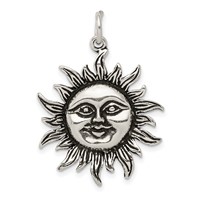 Sterling Silver Antiqued Sun Charm view 1