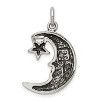 Sterling Silver Antiqued Moon Charm view 4