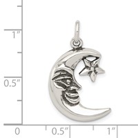 Sterling Silver Antiqued Moon Charm view 3